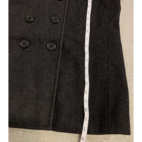 J Crew Peacoat Mens Size XL Ex-Large Dark Grey Wool Coat Double Breasted Jacket - Picture 9 of 10
